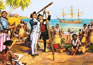 Captain Cook making astronomical observations at Tahiti